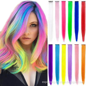 Synthetic Ombre Straight Hair Extensions  One Piece Clip In Hair Extensions For Women Girl With Clip Hair